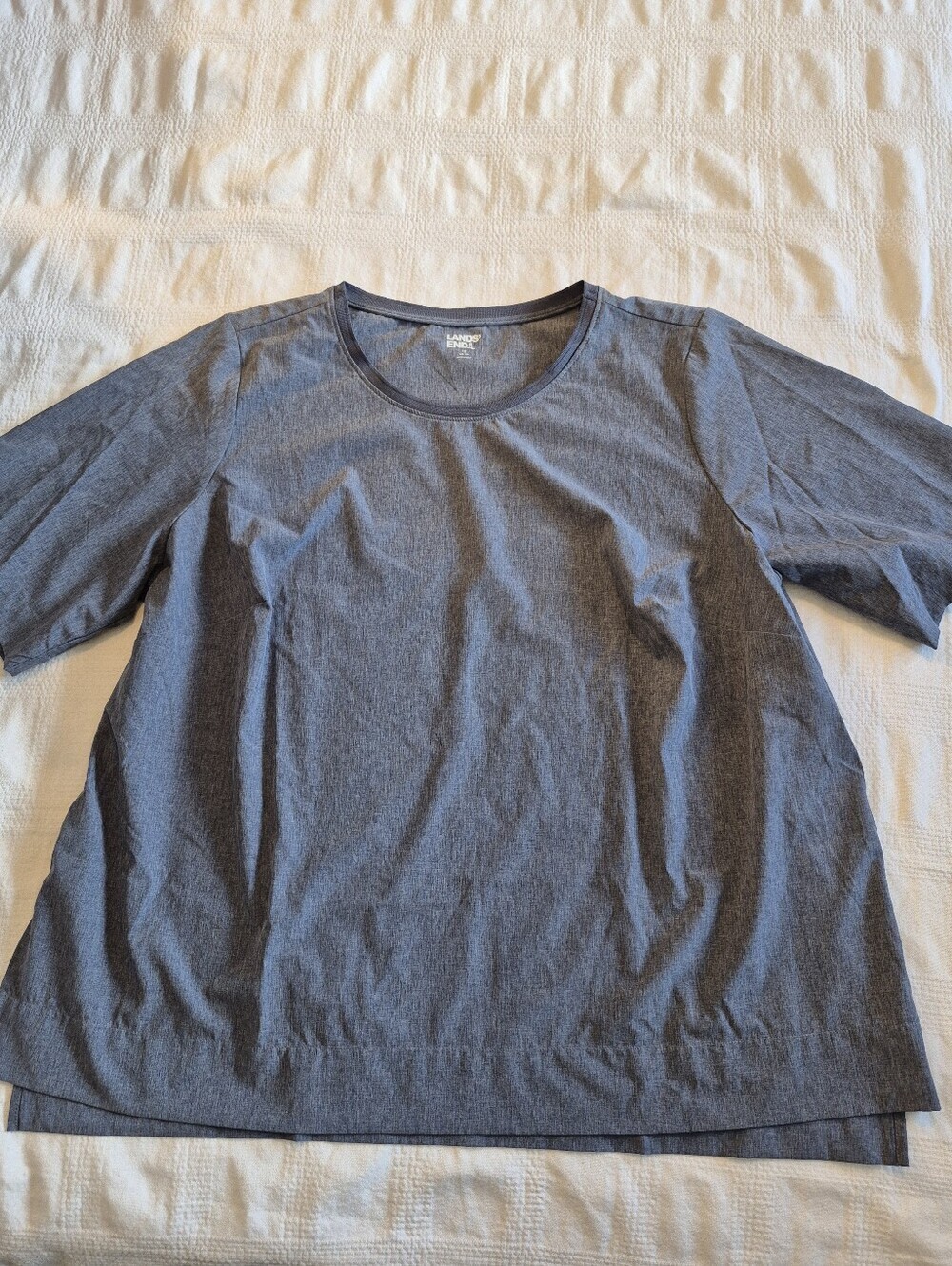 Lands' End women's 1X 16W- 18W light blue pull over shirt has stretch VGUC